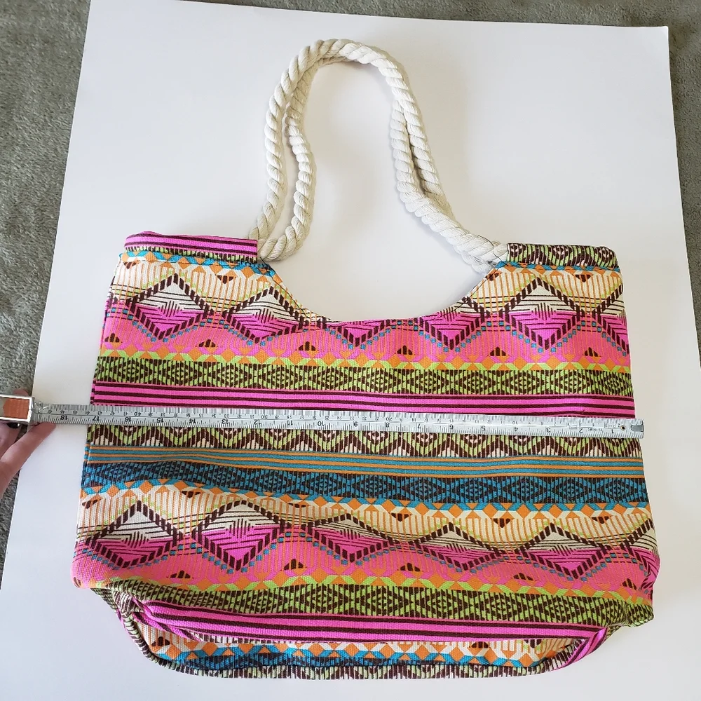 Casual Summer Beach Women Bag Lunch bag High Quality Canvas Striped - Picture 5 of 11